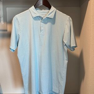 EUC B.Draddy Blue & White Striped Polo